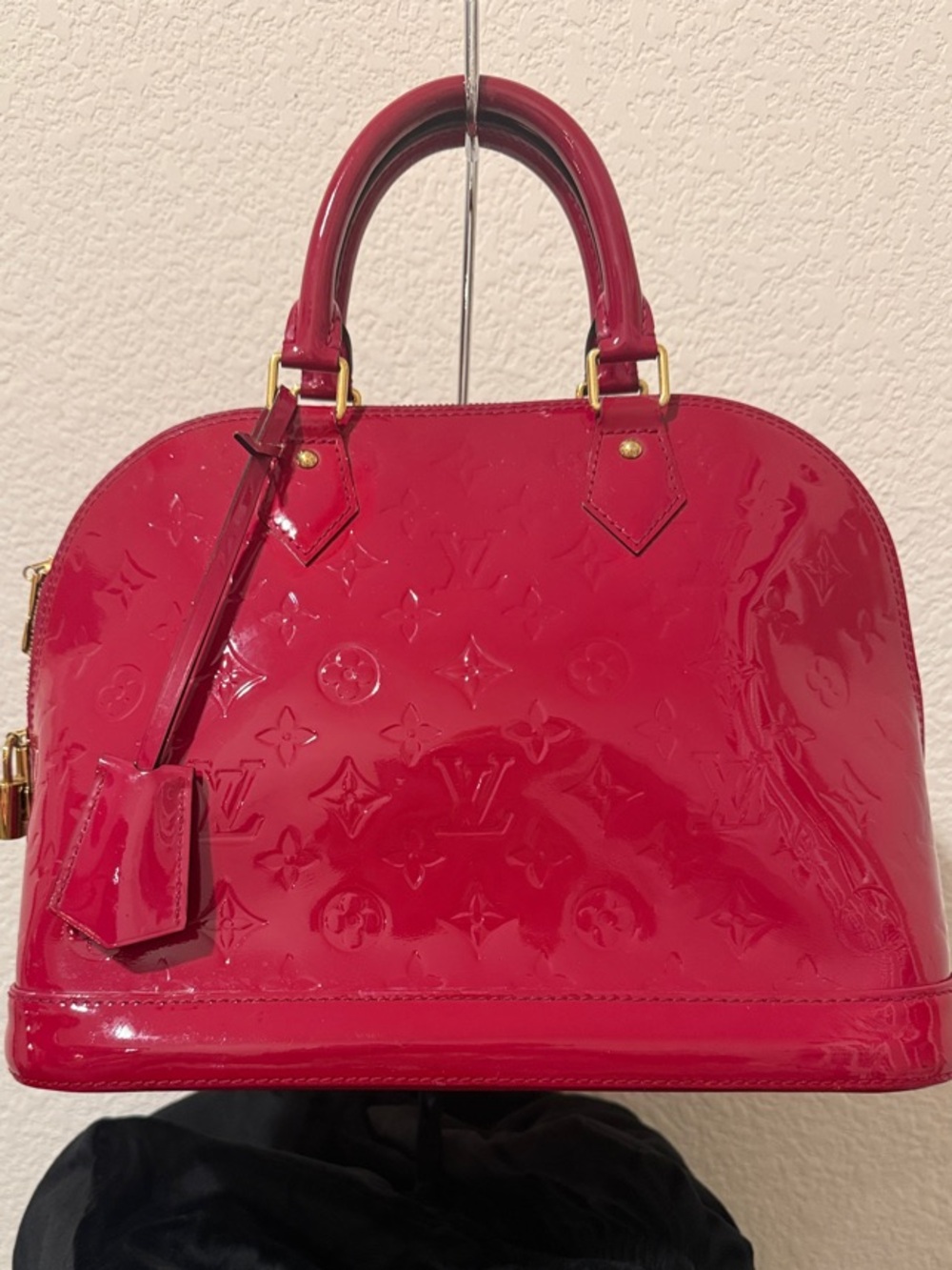 Louis Vuitton Patent Alma Satchel in Glossy Rose Pink